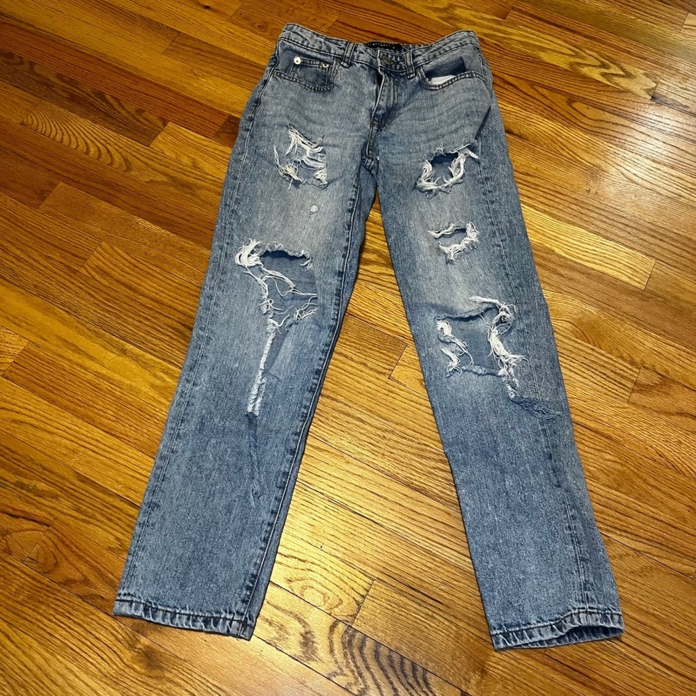 AEROPOSTALE Boyfriend Jeans Light Wash Distressed Ripped Denim Women Size 0 Reg